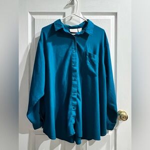 Teal Maternity Button Down Shirt